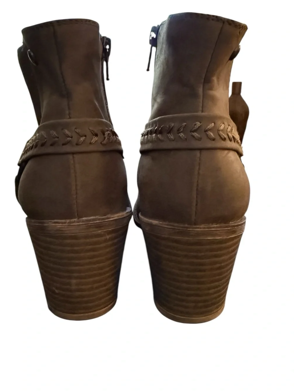 Roxy Taupe Size 8.5 Ankle Boots Western Boho Coastal Cowgirl Harness Booties